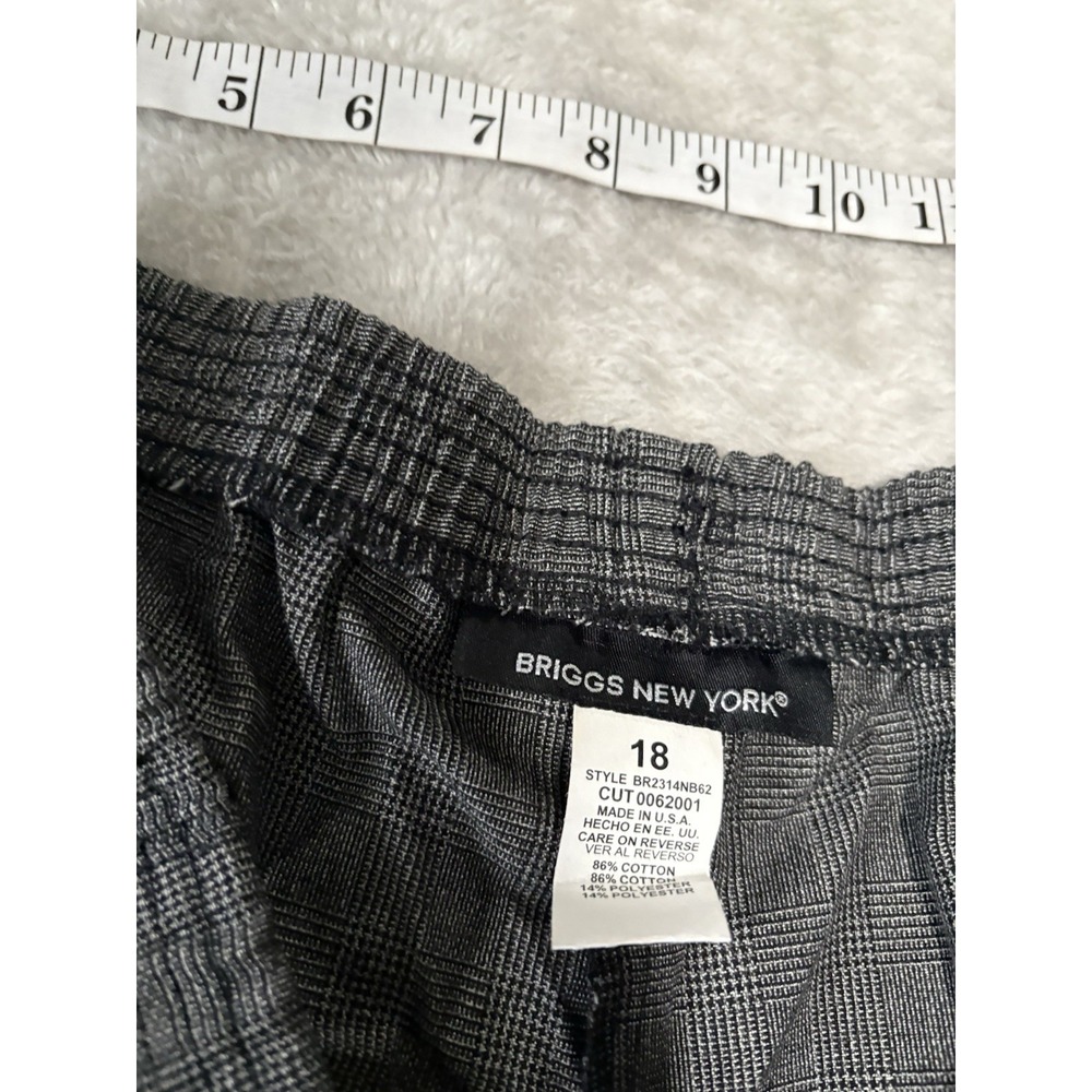 New Briggs New York Womens Gray Plaid Pull On Dress Pants Plus Size 18 - Picture 7 of 7